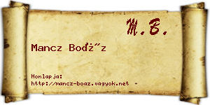 Mancz Boáz névjegykártya
